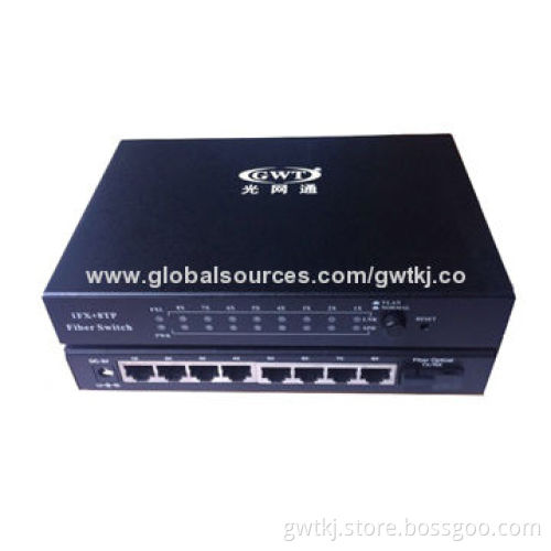 100M fiber media converter with 8 RJ45 ports, MM, support OEM production